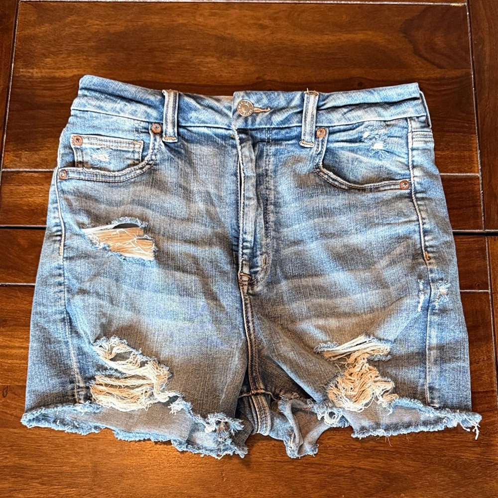 American Eagle Outfitters Light Blue Distressed Denim Shorts